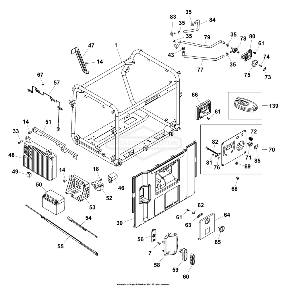 Main Unit P2 Diagram and Parts List for 030807-01  Briggs and Stratton Generator